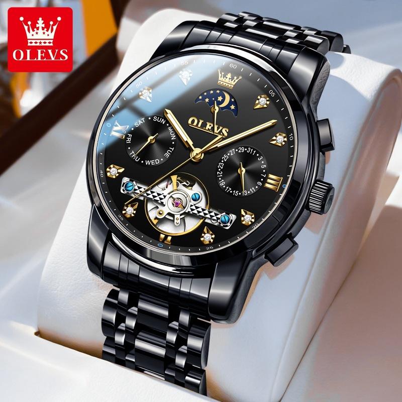 OLEVS Markenuhren, automatische mechanische Uhr, Business-Freizeit, hohle Herrenuhr, Herrenuhr, modisch