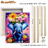 RUOPOTY Frame Diy Paint By Numbers For Adults Beginners Flower And Elephant Animal Wall Art Picture On Numbers For Home Decors