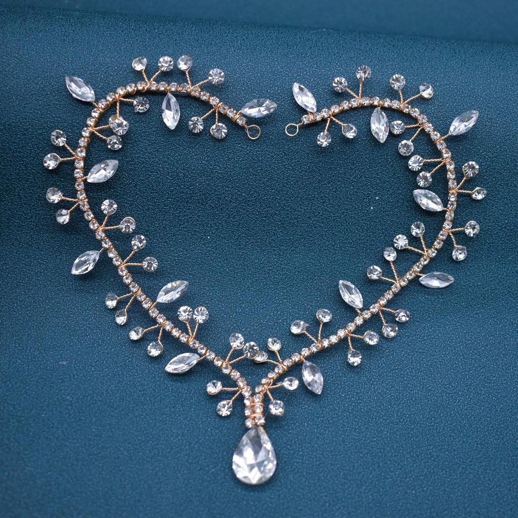 Bridal Rhinestone Handmade Soft Headband Forehead Chain Hair Accessory