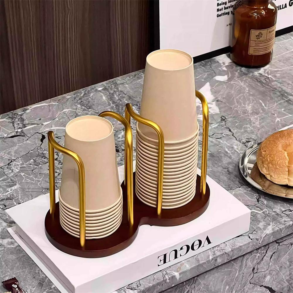 Suport de depozitare pentru pahare de unică folosință Raft Raft Cești de ceai cu apă Dispenser din lemn cu băț mai lung Suport de afișare pentru cani Suport organizator