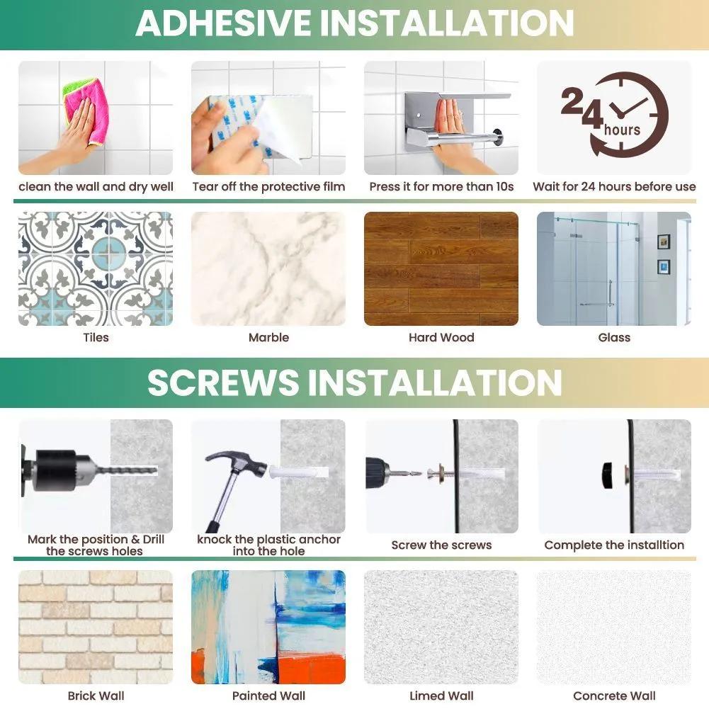 1PCS Stainless Steel toilet paper towel rack for household and public use, phone storage rack, bathroom roll paper box