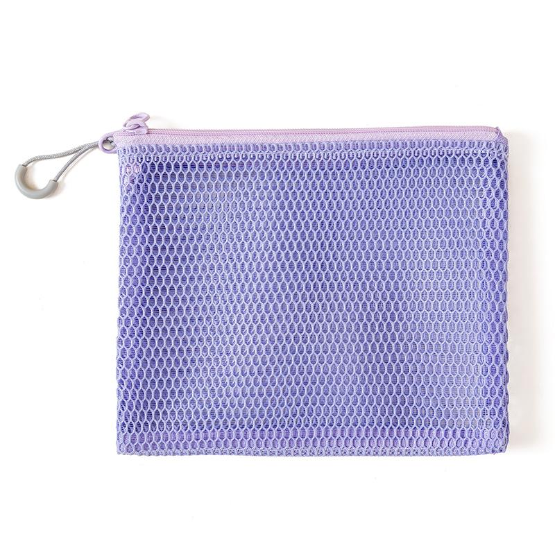 

Double Zipper Mesh Storage Bag Ultra Wear-proof Visible Double Layer Makeup Pouch Portable Travel Toiletry Bag with Handle S(14x13cm)