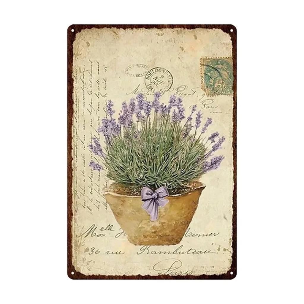 Vintage Blooming Flowers Metal Tin Signs Wall Art Posters Plate Wall Decor for Home Garden Bars Man Cave Cafe Clubs Garage Retro