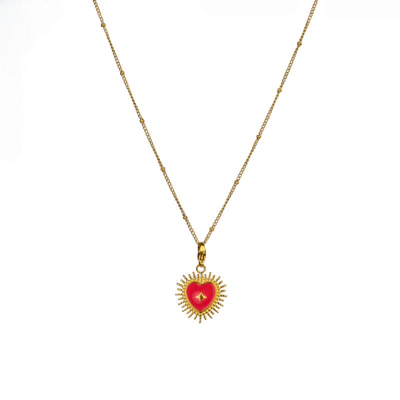 European-American Retro Heart Pendant Titanium Necklace