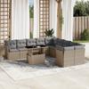 Vidaxl 11-Cz. Garden Furniture Set With Cushions, Beige, Poly Rattan