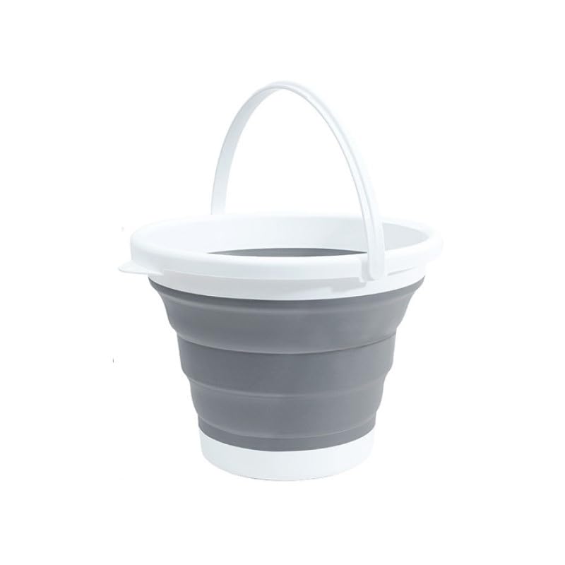 Foldable Soft Bucket Portable Travel Drinking Bottle Perfect for Camping Hiking Fishing Swimming Surfing Blue Orange Green Gray PP+TPE (Grey, 10L)