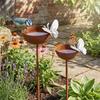 Ground Insert Rusty Metal Bird Feeder Freestanding Rain Catcher Bird Bath  Outdoor Garden