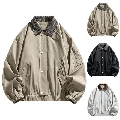 American Overalls Lapel Men's Jacket Retro Loose Casual Ruffian Handsome Couple Baseball Coat