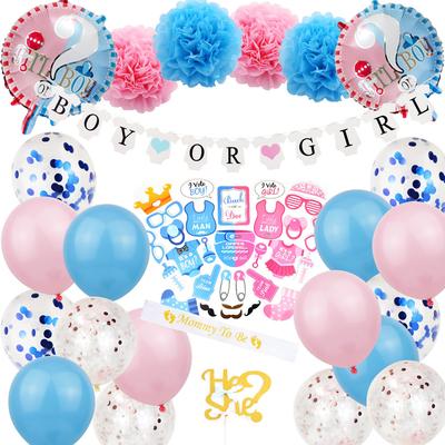 Gender Reveal Party Benodigdheden Babyshower Decoratie Jongen of Meisje Vlag Confetti Ballon Foto Props