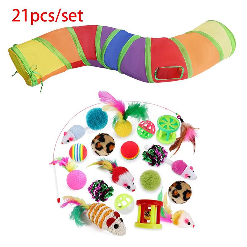 Rainbow Cat Tunnel Collapsible Pet Play Tube Interactive Hide And Seek Toy For Kitten Puppy Puzzle Exercise Agility Outdoor