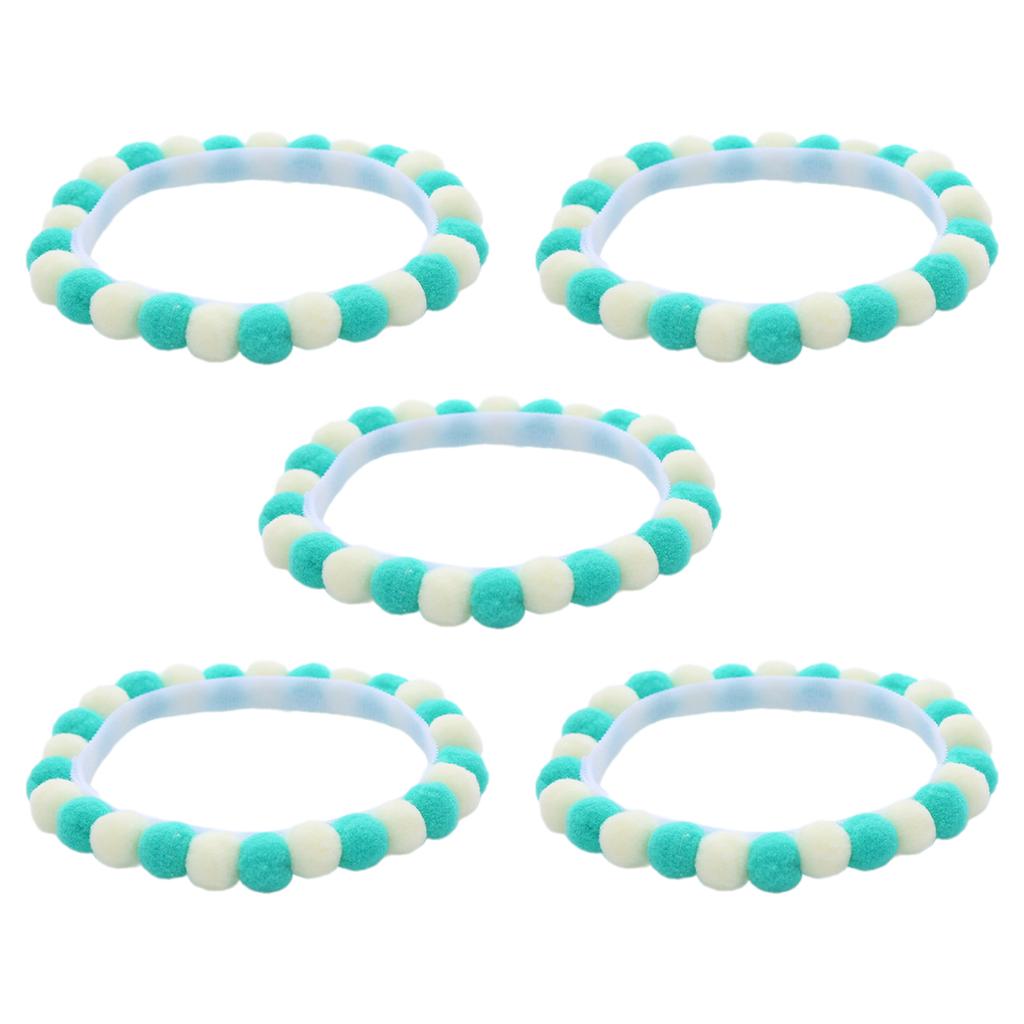 Set of 5 Soft Plush Cat Collars with Colorful Pompoms for Cat Dogs Birthday Party Cat Neckwear Festival Pet Collars