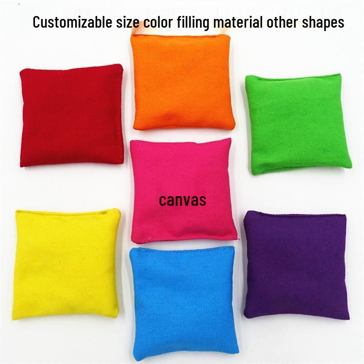 Hand-Sewn Cartoon Beanbag for Kids - Durable Canvas with Rice Husk Filling, Perfect for Kindergarten and Outdoor Sports
