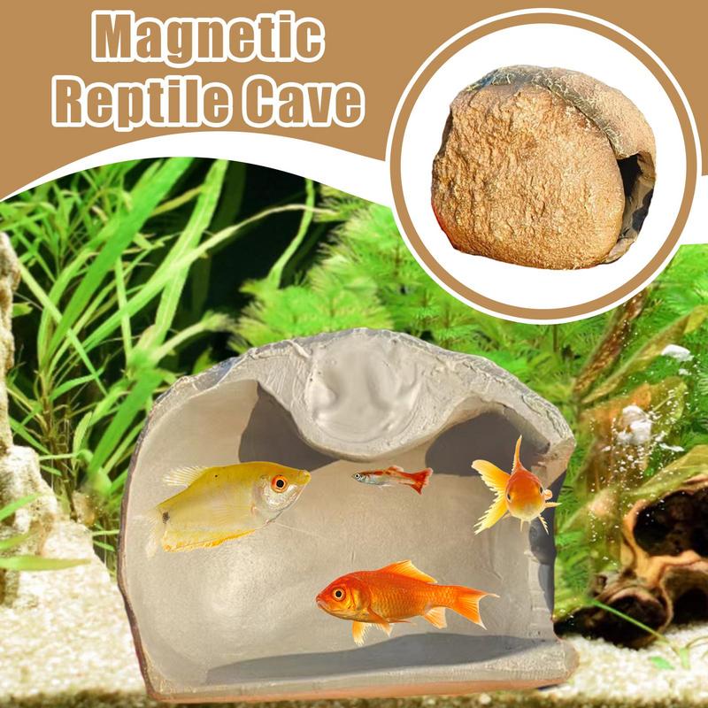 Fish Aquarium Decor Cave Magnetic Aquarium Shelter House Detachable Shrimp Residence For Hermit Crab Lizards Snakes Snails