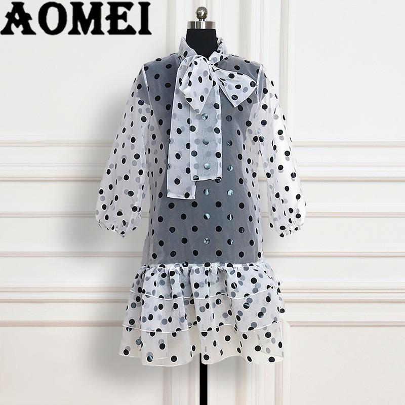 white dress with dots