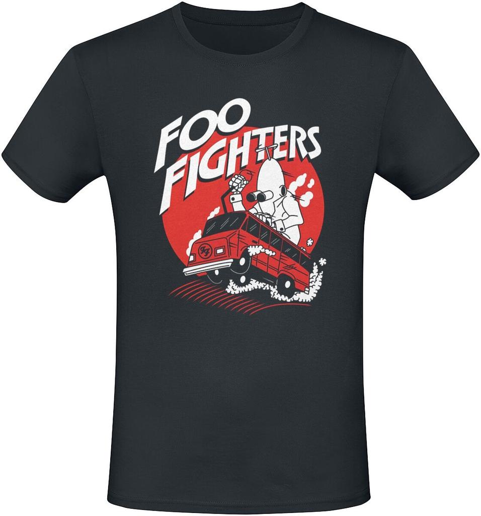 Foo Fighters Retro Wing & Lightning Badge Print T-Shirt, Cotton Unisex Rock Fans Tee