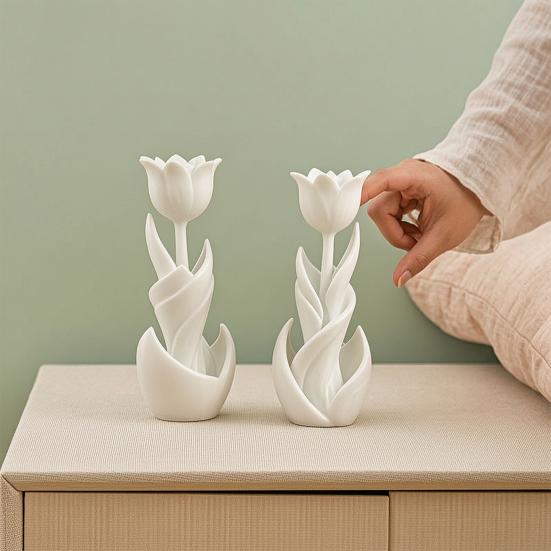 3D Printed Tulips Figurines Flowers Decor Single Tulip Bouquet Ornaments Mother's Day Tulip Gifts for Women On Anniversary Wedding Christmas
