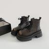 Vintage Platform Women Motorcycle Ankle Boots Fashion Lace Up Shoes Autumn Winter Thick Heel Ladies Short Booties