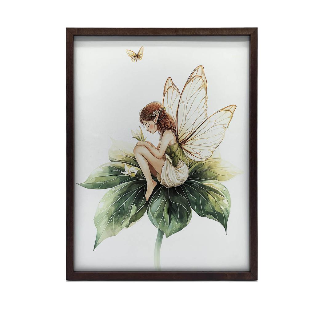 Poster Magic Fairy On Green Leaf Poster Magic Fairy On Green Leaf, 70X100 Cm, Frameless, Premium Canvas On Stretcher