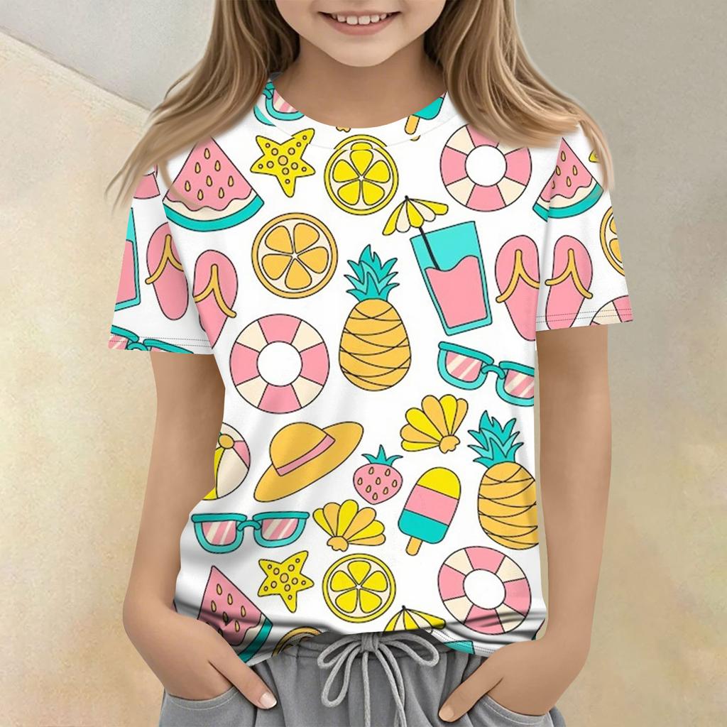 Camiseta Casual Infantil Estampada de Manga Curta com Gola Redonda