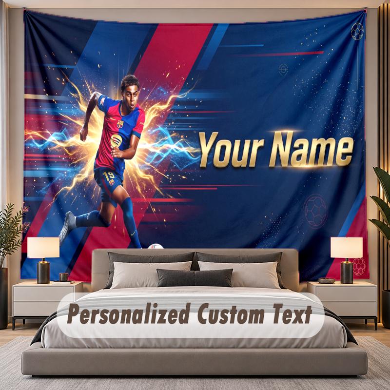 Custom Name Text Tapestry Lamine Yamal Personalized Polyester Wall Tapestry For Bedroom And Room