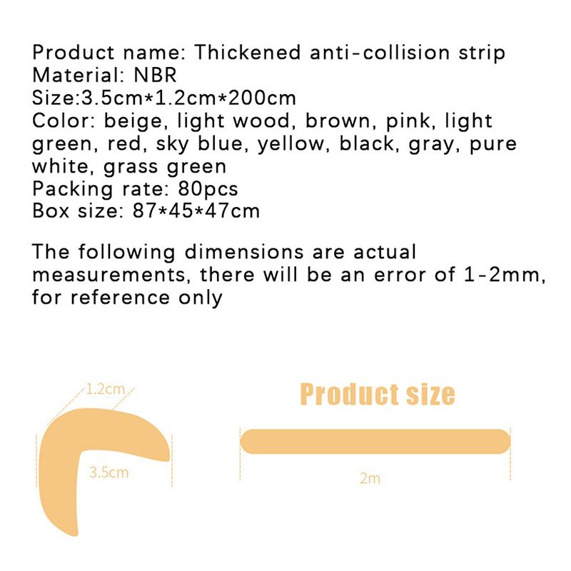 2M Super Thick Baby Safety Furniture Table Protection Edge Corner Table Cover Protection Tape Foam Corner Bumper Protection