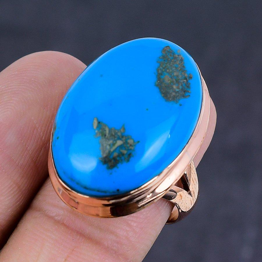 Turquoise Handmade Copper Jewelry Ring Size 8 Z9A68