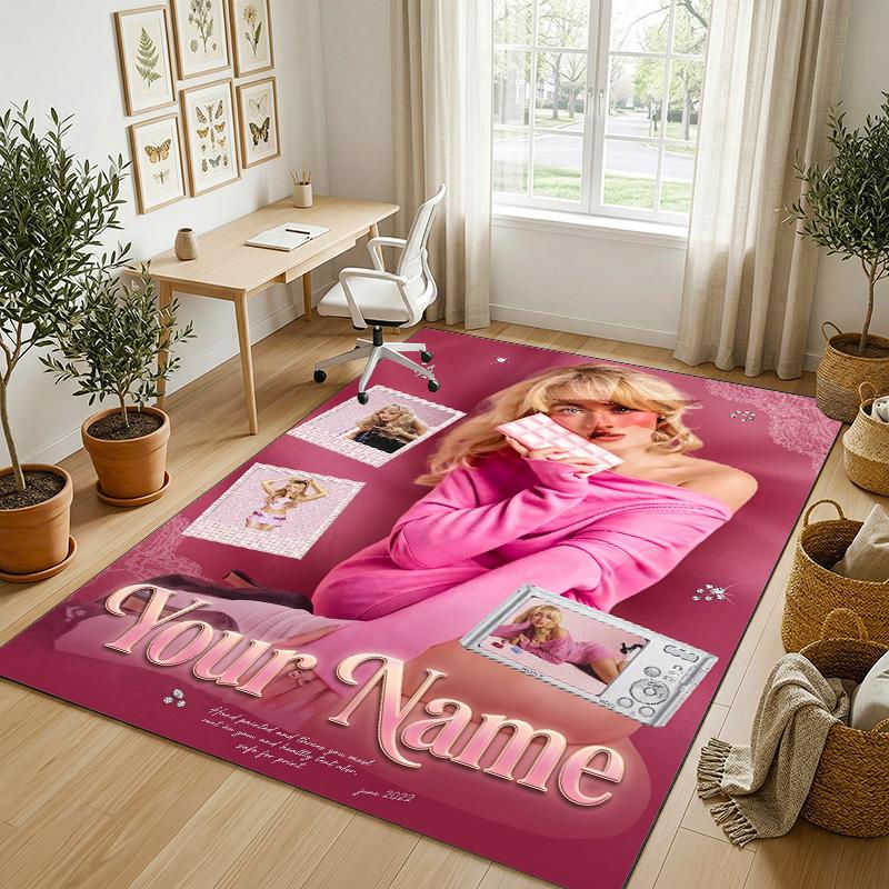 Personalized Crystal Velvet Carpet,Sabrina Carpenter Custom Printed Name, Plush Area Rug For Home Indoor Decor