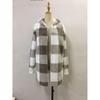 Women's Autumn and Winter Hooded Plaid Warm Top, Mid To Long Plush Cardigan Jacket