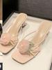 Fashion Baotou 2024 Spring and Summer Women's Shoes Korean Silk Satin Pointed Bowknot Slippers Flat Heel Sets Half Slippers