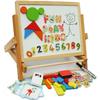 Toys of wood oxford chevalet double-face pliant aimanté avec cadre en bois + formes, lettres et chiffres aimantés