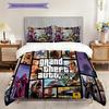 Ropa de cama con personajes vibrantes de Grand Theft Auto V (1 * funda nórdica + 2 * fundas de almohada, sin núcleo) Juego de ropa de cama de regalo de cumpleaños de Navidad plano 2D