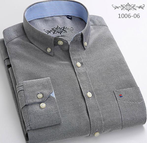 

S~6XL Хлопковая рубашка Оксфорд для мужчин, с длинным рукавом, в клетку, в полоску, повседневные рубашки, мужская, с карманом, обычного кроя, на пуговицах, рабочая рубашка для мужчин 38 Asian size S