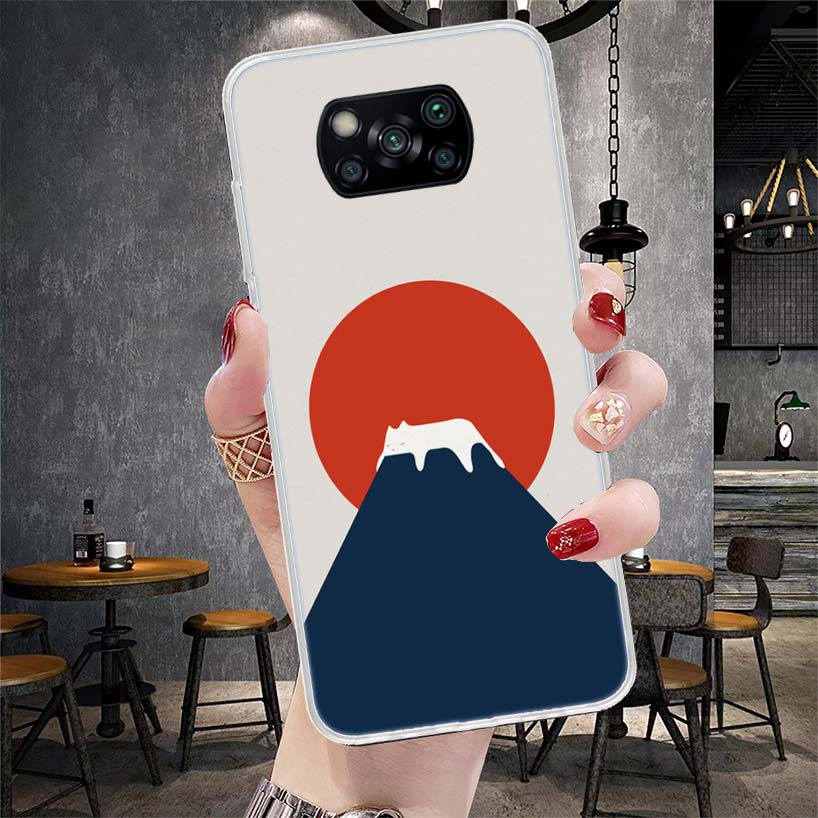 Art Cat Mount Fuji Japan Soft Phone Case For Xiaomi Redmi 15C 15 13C 13 Poco X5 X6 X7 F7 Ultra M7 12C 12 10 10C 9C 9A 9T 9 Funda