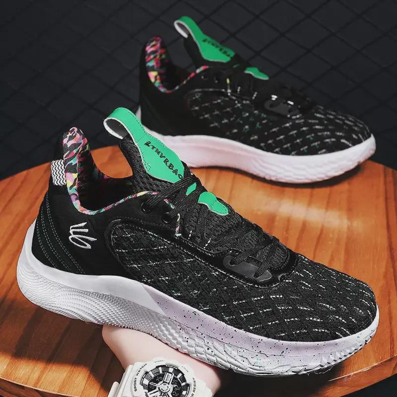 Curry 10 Basketball Shoes: Blue & Pink Youth Sports Shoes with Traction Sound - Ideal for Teen Athletes.