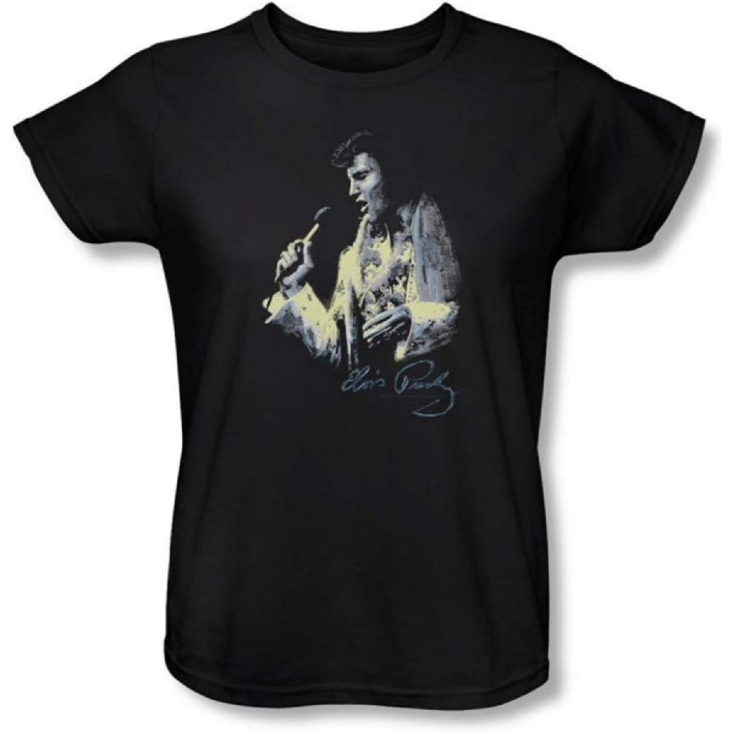 Elvis Presley - Womens Painted King T-Shirt in Black S чёрный