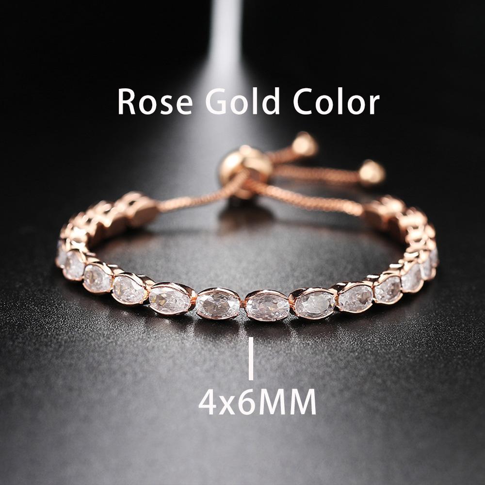 New Trendy Adjustable Oval Cut Tennis Bracelets for Women Dazzling Horse Eye Shaped Zirconia Chain on Hand Wedding Party Zircon
