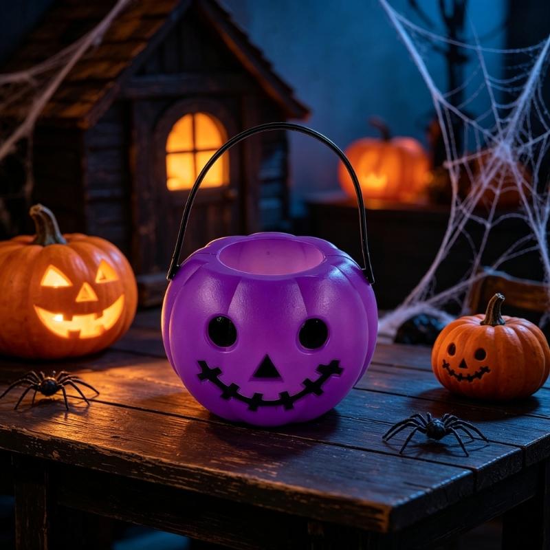 Halloween Candy Bins, Plastic Mini Buckets with Broad Openings and Carry Handle for Party Tables and Candy Chocolate Displays