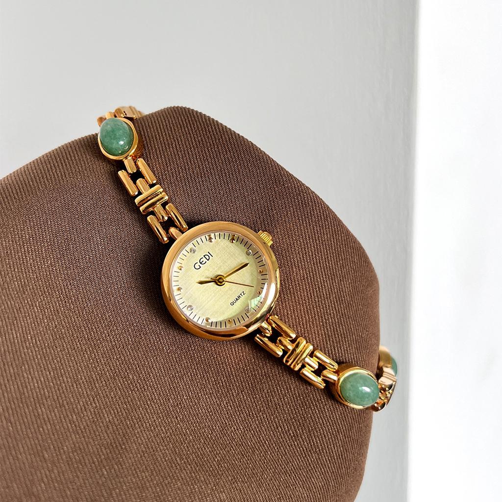 Watch Women'S Light Luxury Amber Stone Small Exquisite Fashion Temperament High Sense Chain Belt Niche Quartz Watch