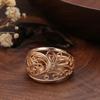 Golden Texture Women's Rings High Glossy Hollow Leaf Rings Vintage Costume Jewelry