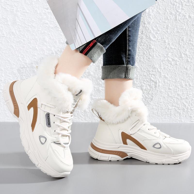 36-43 Winter Dames Grote Mode Pluche Casual Katoenen Schoenen Sneeuwlaarzen Warm Sportieve Papa Schoenen Dames Korte Laarzen