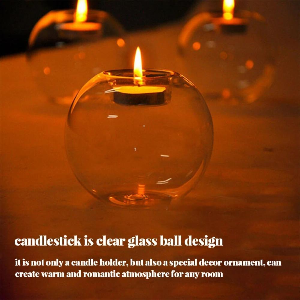 3/6/12PcsTransparent Round Hollow Glass Candle Holder Christmas Wedding Banquet Bar Party Wax Holder Candlesticks Home Decoratio