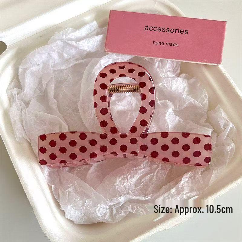 Koreanischer Eleganter Kürbisbogen Polka Dot Haarspange - Groß, Cremige Texturierte Hochsteckfrisur-Accessoire