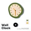 Wall Clock Living Room Wall-mounted Silent Clock Modern Simple Green and Orange Color Home Clock Decorative Clock