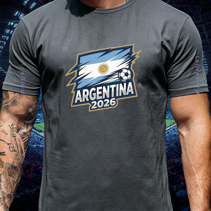 Unisex Unisex Argentina National Team Champion T Shirt High Deunisexd Tear Edge Sun Flag Side Soccer 2026 Graphic Cotton Fan Tshirt