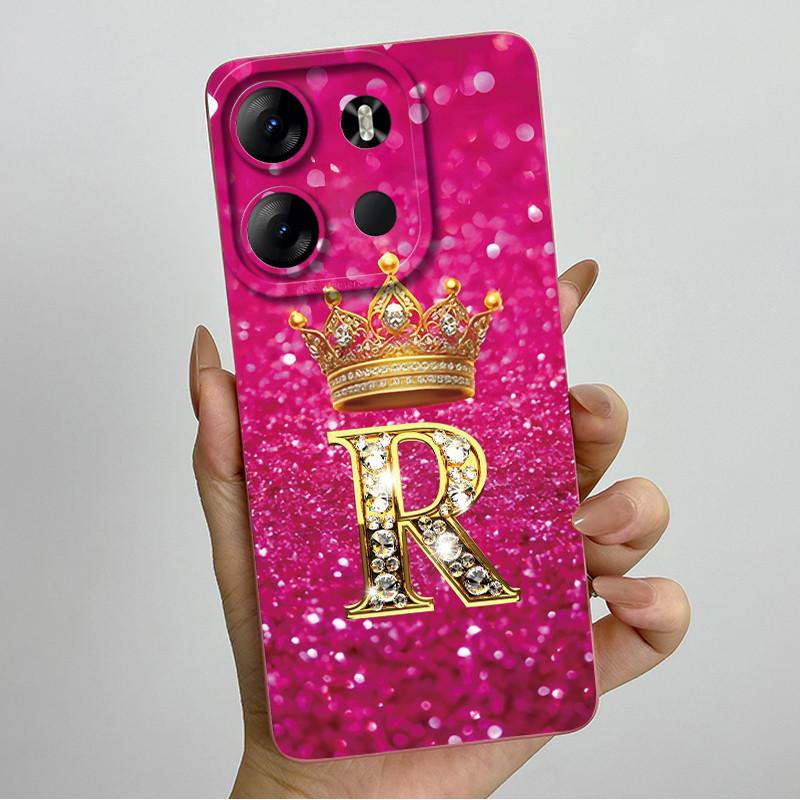 For Tecno Pop 7 Pro Pop7 BF6 BF7 Phone Case Crown Letter Back Cover Soft Liquid Silicone Fundas For Tecno Spark GO 2023 Bumper