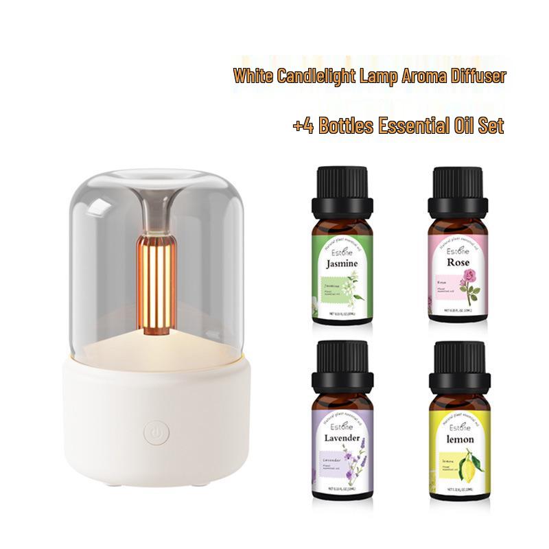 Ultrasonic Essential Oil Diffuser & Aromatherapy Humidifier with Candlelight Effect