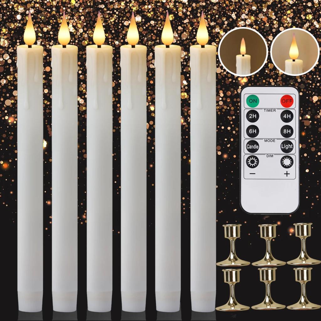 Flameless LED Taper Candles with Remote Timer Battery Operated Flickering Candlesticks for Wedding Halloween Christmas Decor