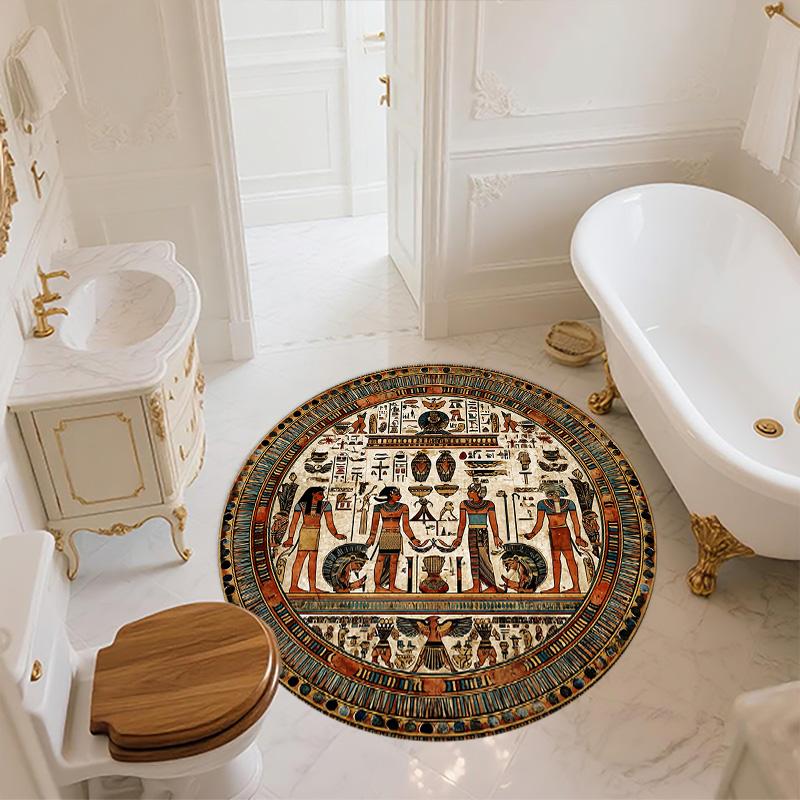 Ancient Egyptian Totem  Round Area Rug,Carpet Rug for Living Room Bedroom Sofa Playroom Decor,Non-slip Floor Mat