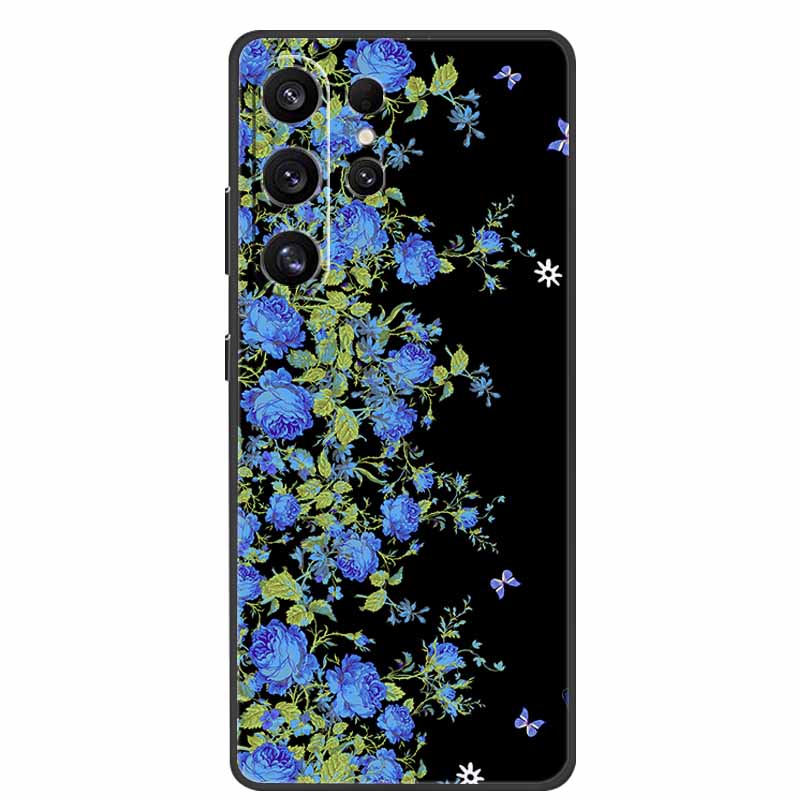 For Samsung Galaxy S26 Ultra Case Cute Floral Black Luxury Soft Silicone Back Cover For Samsung S26 Ultra Cases GalaxyS26 Ultra