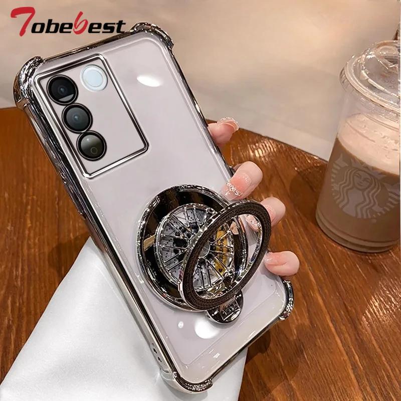 

Противоударный прозрачный чехол с гальваническим покрытием и держателем для телефона-гироскопа для Samsung Galaxy A16 A06 A15 A25 A35 A55 A14 A24 A34 A54 4G 5G A16 5G серебряный